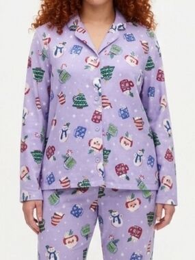 Flannel Holiday Pajama Set 100% Cotton Old Navy Purple Cocoa Mugs XL XXL 2XL